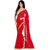 Women's  Red Pearl Work Georgette Sari With Blouse