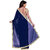 Women's  Navy Blue Pearl Work Georgette Sari With Blouse