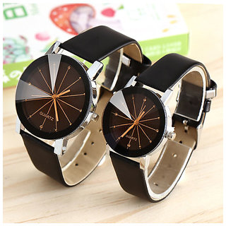 Buy Black Classic Color A pair Couple Watch Women Men Fashion Leather Strap Watches Online 499 from ShopClues