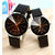 Black Classic Color A pair Couple Watch Women Men Fashion Leather Strap Watches