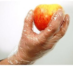 100 Disposable Transparent Clear Plastic Gloves for Kitchen, Clinic, Office