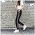 Women's Drawstring White Double Narrow Side Stripe Stretchable Black Pocket Jegging/ Yoga Wear /Gym Wear /Sport's Wear