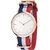 Code Yellow Women's Red Blue Striped Round White Dial Analog Watch with 6 Months Warranty