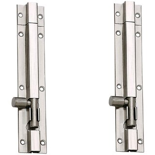 MH Stainless Steel Plain Tower Bolt 6 Inches Silver Pack of 2 Pieces