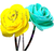 Proplady Princess Combo Shimmer Rose Metal Hair Band, Headband (Pack of 2- Yellow,Turquoise)