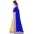 Women's  Royal Blue Embroidery Georgette+Lycra Sari With Blouse