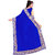 Women's  Royal Blue Embroidery Georgette+Lycra Sari With Blouse