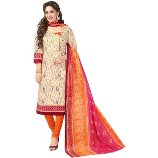 orange and pink combination dress material
