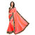 Women's  Orenge  Embroidery Paper Silk Sari With Blouse Piece