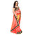 Women's  Orenge  Embroidery Paper Silk Sari With Blouse Piece
