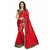 Women's Red  Embroidery Paper Silk Sari With Blouse Piece