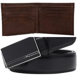 Faux Leather Belt Wallet Combo For Men