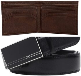 Faux Leather Belt Wallet Combo For Men