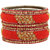 Sukriti Jaipuri Stylish Beads Studded Brass Kadaa Red Bangles Jewellery for Women - set of 6