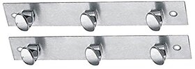 MH StainlessSteel Wall Hook Hook Trums 3 Legs Silver Pack of 2 Pieces