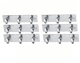 MH StainlessSteel Wall Hook Hook Trums 3 Legs Silver Pack of 6 Pieces