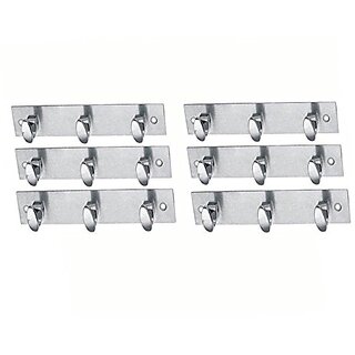 MH StainlessSteel Wall Hook Hook Trums 3 Legs Silver Pack of 6 Pieces