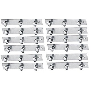                       MH Stainless steel Wall Hook Hook Trums 3 Legs Silver Pack of 12 Pieces                                              