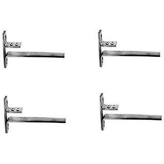                       MH Stainless Steel F Type Glass Shelf Bracket Rectangle 8 Inches 8 mm Pack of 4 Pieces                                              