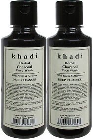 Khadi Herbal Charcoal Face Wash - 210ml (Set of 2)