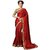 Women's  Red Embroidery Paper Silk Sari With Blouse