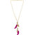 Code Yellow Women's Gold Plated Pink Feather Statement Necklace 1112515B