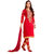 DnVeens Women Red Chanderi Cotton Embroidered Unstiched Party Wear Salwar Suit Dress Material