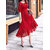 Aashish Garments - Red Round Neck Smoking Crepe Peplum Women Maxi Dress