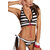 Haltered Striped Textured Bikini Top Striped Side-Tie Brief Bottom