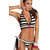 Haltered Striped Textured Bikini Top Striped Side-Tie Brief Bottom