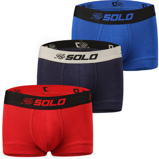                       Solo Mens Modern Grip Short Trunk Cotton Stretch Ultra Soft Classic Boxer Brief (Pack of 3)                                              