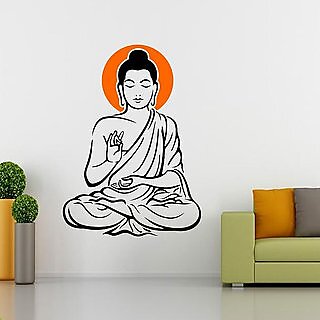 Ghar Kraft Yogi Buddha Black Wall Sticker