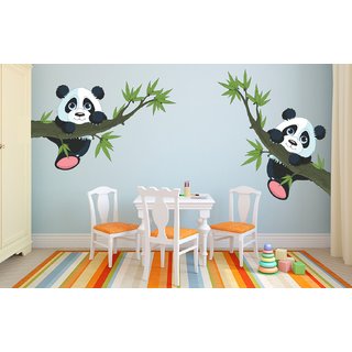 Buy Ghar Kraft Multicolor Panda Hanging On A Branch Wall Sticker