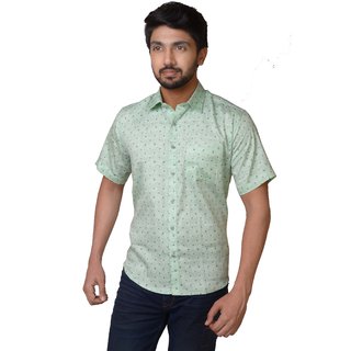 Buy Green Casual Printed Half Sleeve Shirt For Mengreenmicro