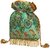 TARUSA Green Brocade Material Indian Pattern Potli For Women's