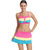 Good-Looking Multi Colored Salient Haltered Neck Skirted Bikini Set
