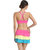 Good-Looking Multi Colored Salient Haltered Neck Skirted Bikini Set