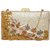 TARUSA Golden Beige Faux Leather Material Abstract Box Clutch For Women's