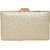 TARUSA Golden Beige Faux Leather Material Abstract Box Clutch For Women's