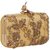 TARUSA Beige Silk Material Floral Box Clutch For Women's