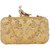 TARUSA Beige Silk Material Floral Box Clutch For Women's