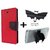New Mercury Flip Cover for Micromax Canvas DOODLE A111  ( RED ) With Batman Design One tocuh silicon stand