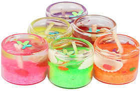 Kartik Cute Little Glass Gel Candles Multicolour 12 Pieces for Diwali Gift/Festival Decoration