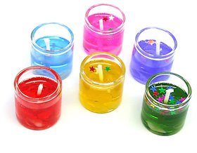 Kartik Cute Little Glass Gel Candles Multicolour 24 Pieces for Diwali Gift/Festival Decoration