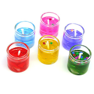 Kartik Cute Little Glass Gel Candles Multicolour 24 Pieces for Diwali Gift/Festival Decoration