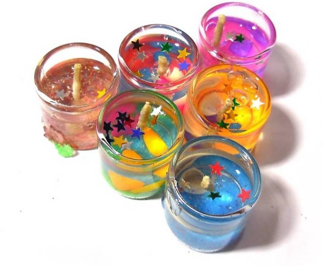 Small Multicolour Smokeless Mini Cute Little Glass Jelly Gel Candle Pack of  12
