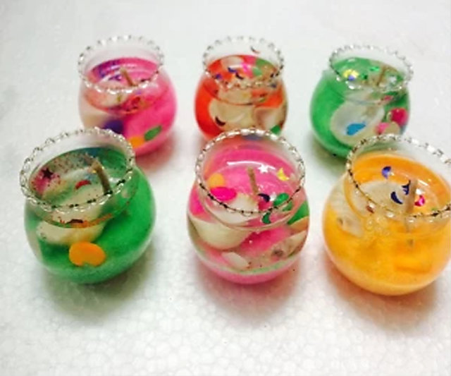 Small Multicolour Smokeless Mini Cute Little Glass Jelly Gel