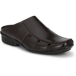 Knoos Men's Brown Synthetic Leather Casual Sandal