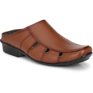 Knoos Men's Tan Synthetic Leather Casual Sandal