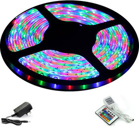 Ever Forever Self Adhesive LED Strip Light (RGB) 5 Meter Roll with IR Controller, Remote  Adaptor